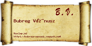 Bubreg Vénusz névjegykártya